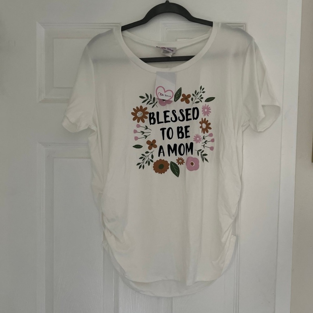 White maternity top with flower print